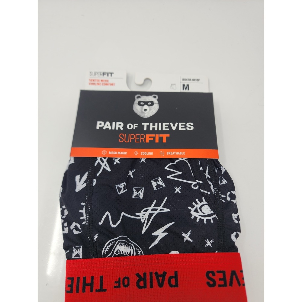Pair of Thieves Mens SuperFit Boxer Briefs Black Polyamide Blend Size Medium